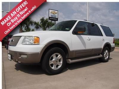 03 eddie bauer suv 5.4l 8cyl power leather third row multi cd white tan 113,671