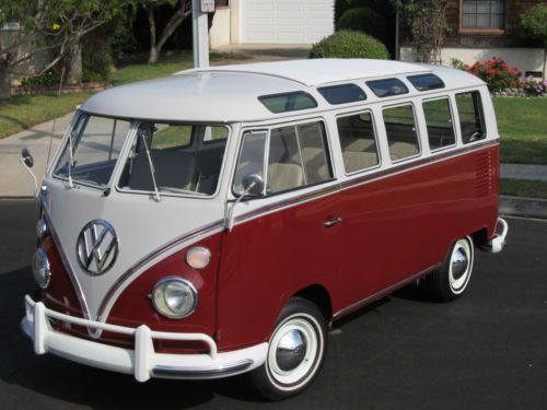 1966 volkswagen bus 21 window deluxe walk through samba, very rare