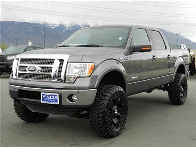 Crew cab lariat 4x4 ecoboost custom new lift wheels tires leather low miles auto