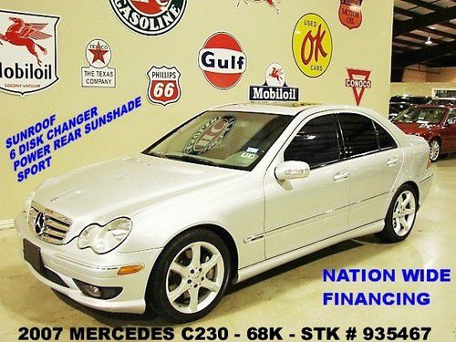 2007 c230 sport,sedan,sunroof, leather,6 disk cd,17in wheels, 68k,we finance!!