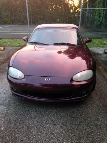 2000 mazda miata mx-5 convertible, plum with nardi torino package, leather int