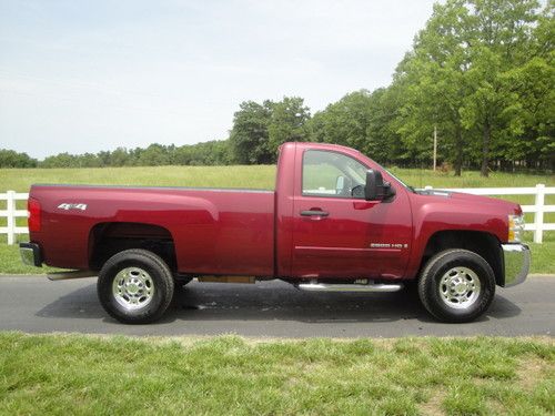 2500hd reg cab 3/4 ton 4x4 6.0l 6 spd auto 8' longbed lt leather low miles clean