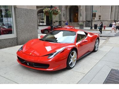 2010 ferrari 458 italia coupe red over tan 1 owner car!!! only 1056 miles!!!