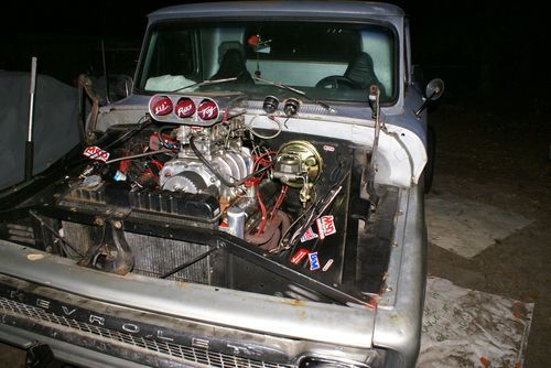 1965 chop-top chevy truck w/blower - rat rod