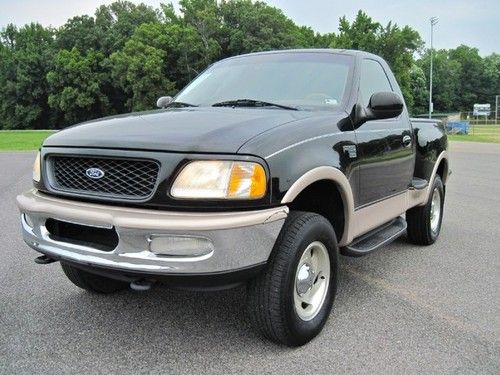 98 ford f150 4x4 v8 4.3l stepside black 4wd leather lariat