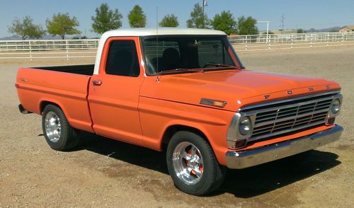 1972 f100 pickup. 351w 325 h.p. orange pearl,w/white pearl roof. very clean