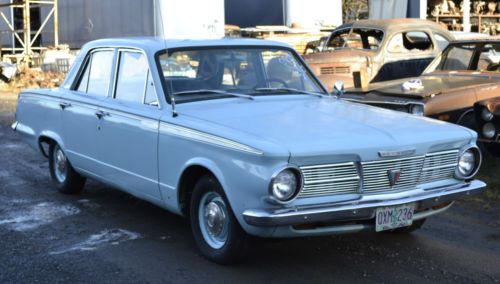 1965 plymouth valiant blue 4 door 225 slant 6 auto 4 barrel intake, headers