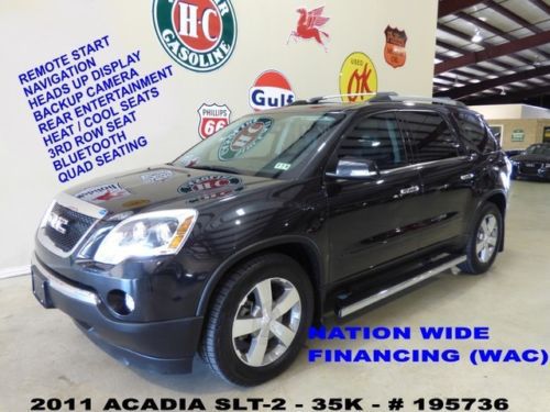 2011 acadia slt-2 awd,sunroof,hud,nav,rear dvd,htd/cool lth,quads,35k,we finance