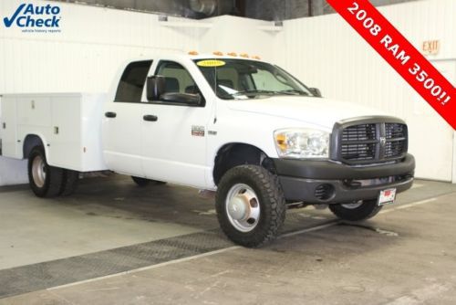 Used 08 dodge ram 3500 quad cab 4x4 knaphiede utility box 5.7l v8 dually auto st