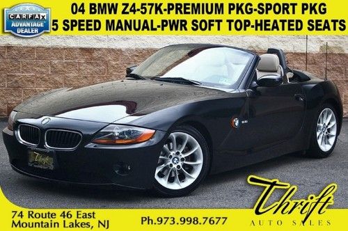 04 bmw z4-57k-premium pkg-sport pkg-fully automatic pwr soft top-heated seats