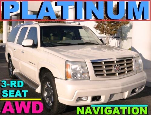 Rare esv platinum awd navi 3rd row parktronic bose 2 dvd heated no reserve