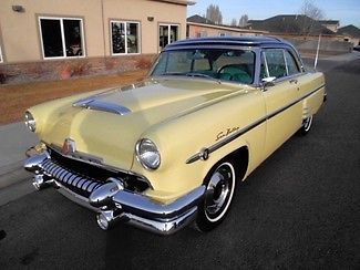 1954 yellow restored classic chrome green sunroof thunderbird engine clean