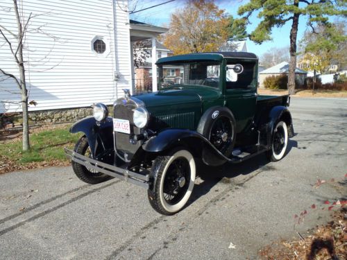 1930 model a green, black fenders, whitewall tires