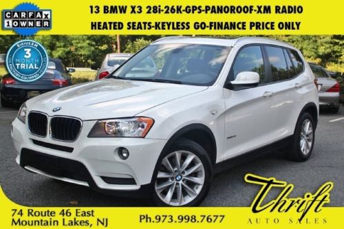 13 bmw x3 28i-26k-gps-panoroof-xm radio-keyless go-finance price only