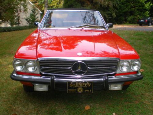 1972 mercedes-benz 350sl red convertible both tops 34,500 original miles