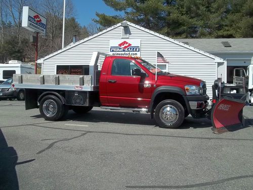 2009 dodge ram 5500 cummins diesel flatbed dump 4x4 slt 9ft boss v plow