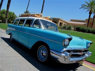 1957 chevrolet 210 wagon tropical turquoise california surf cruiser no reserve!