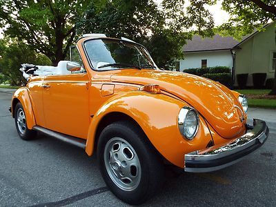 Beautiful 1974 vw super beetle karmann convertible rare turtleback wheels nice !