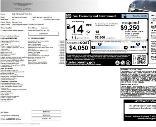 2015 aston martin vantage s exterior carbon pack $213k msrp