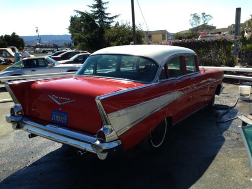 1957 chevrolet bel air 4 door with post