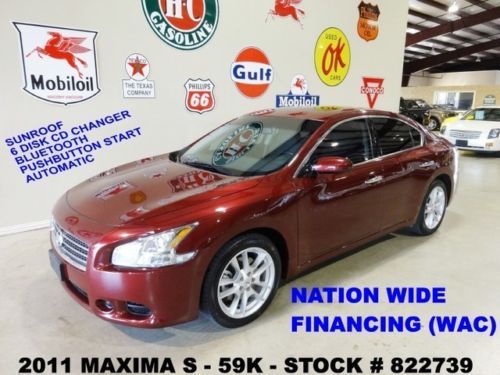 2011 maxima s,fwd,sunroof,cloth,6 disk cd,bluetooth,18in whls,59k,we finance!!