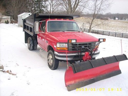 1997 ford f-350 7.3 power stroke diesel dump truck with plow 61,000 miles