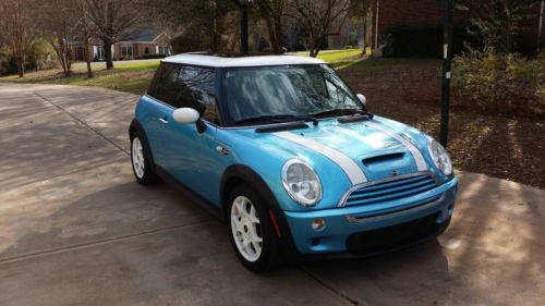 2003 mini cooper s 1.6l turbo - electric blue w/ white top - black leather