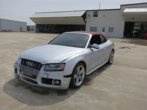 2011 silver audi s5 convertible maroon top salvage project restoration car