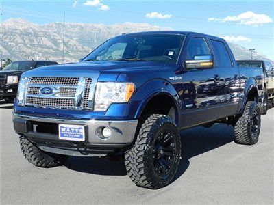 Crew cab ecoboost f150 lariat 4x4 custom new lift wheels tires leather low miles