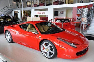 2010 458 italia red w/tan leather and alcantara 1-owner ferrari approved