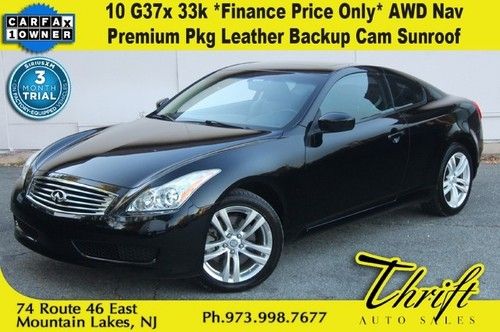 10 g37x 33k *finance price only* awd nav premium pkg leather backup cam sunroof