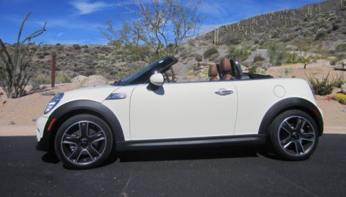 2012 mini cooper &#034;s&#034; roadster convertible pepper white pristine condition