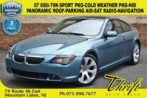 07 650i-79k-sport pkg-cold weather pkg-panoramic roof-parking aid-sat radio-navi