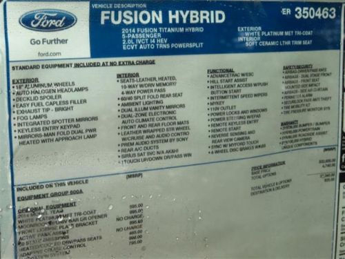 Buy new 2014 Ford Fusion Hybrid Titanium in 38300 Dick Jarrett Way, Dade City, Florida, United