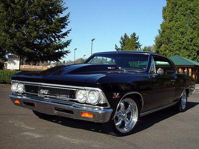 1966 chevrolet chevelle black w/ black buckets 427 v8 th400 auto 4 wheel pdb ps