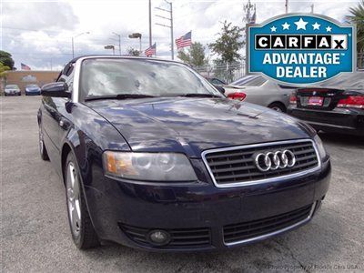 03 audi a4 convertible 3.0l engine florida luxury car good condition carfax cert