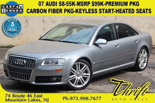 07 audi s8-55k-msrp $99k-premium pkg-carbon fiber pkg-keyless start-heated seats