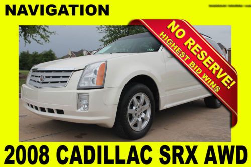 2008 cadillac srx pearl white,navigation,dvd,pano roof,no reserve!