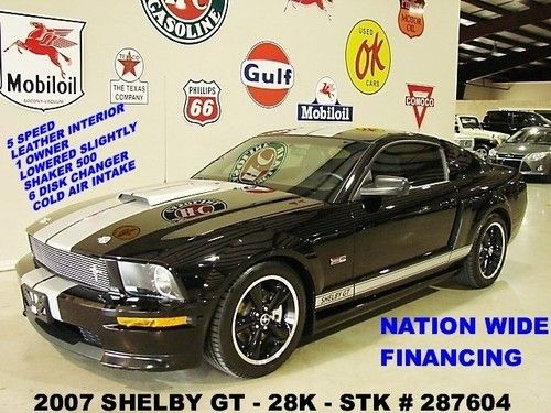 2007 mustang shelby gt,5 speed trans,leather,shaker 500,18in whls,28k,we finance