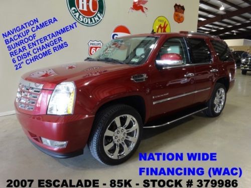 07 escalade rwd,sunroof,nav,rear dvd,htd lth,6disk cd,chrome 22&#039;s,85k,we finance