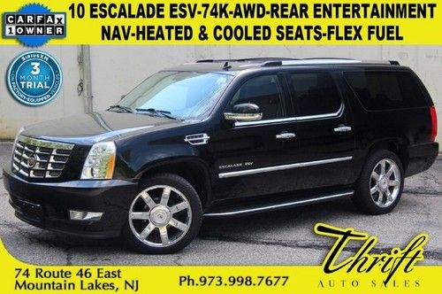 10 escalade esv-74k-awd-rear entertainment-nav-heated &amp; cooled seats-flex fuel