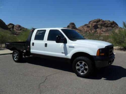 2006 ford f-350 xl crew cab srw flat bed 4x4 powerstroke diesel low miles!