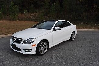 2013 mercedes c250 sport 2 dr coupe wht/blk amg pkg navigation 8k miles like new