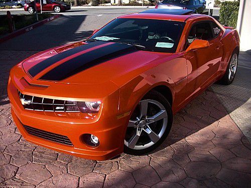 Chevrolet camaro v8 6.2 liter 2 ss inferno orange 2010 racing stripes leather 10