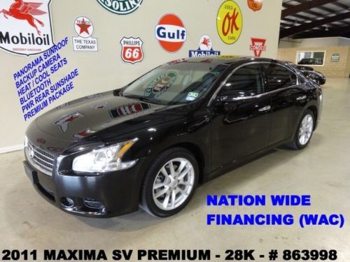 11 maxima sv,premium pkg,pano roof,back-up cam,htd lth,18in whls,28k,we finance!