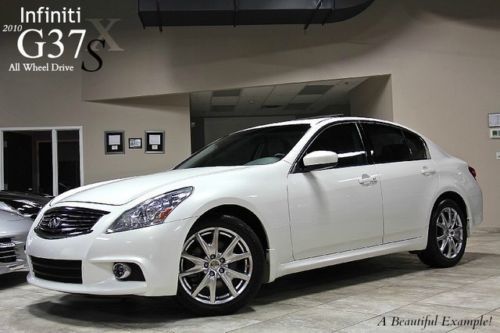 2010 infiniti g37x s sedan awd white loaded &amp; clean one owner navigation sport!!