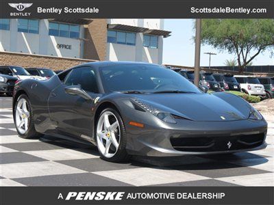 2012 ferrari 458 italia, 2dr cpe, low miles, silver, fully loaded