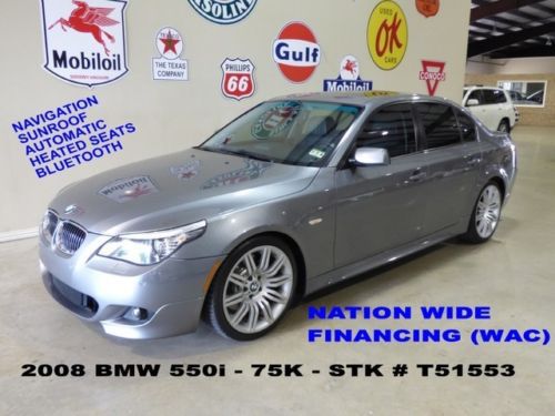 2008 550i,sunroof,nav,htd lth,bluetooth,park sensors,19in whls,75k,we finance!!