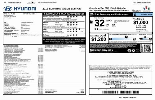 2019 hyundai elantra value edition