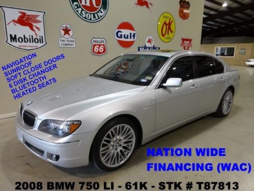 2008 750li,sunroof,nav,htd/cool lth,logic 7,6 disk cd,20in whls,61k,we finance!!